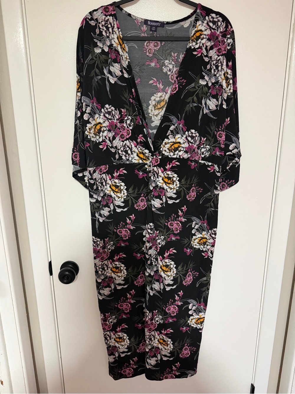 Rue21 Black Floral dress with Pink & White Blooms